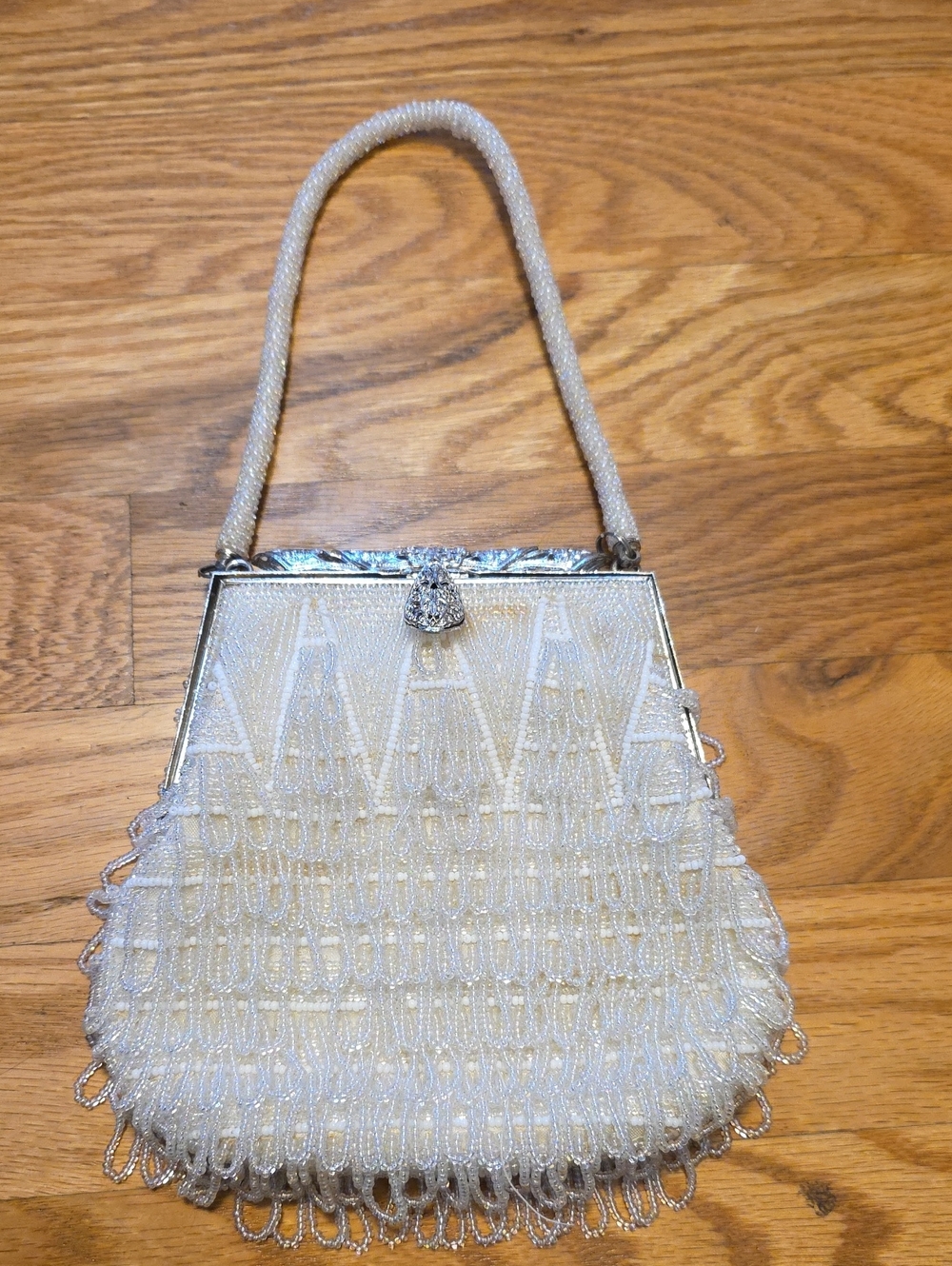 *Stunning* Vintage Ivory Beaded Evening Bag